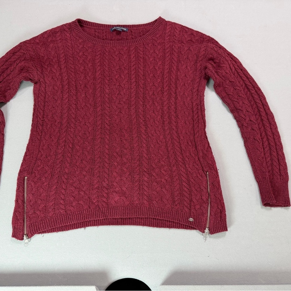 American Eagle Outfitters Maroon Cable Knit Sweater